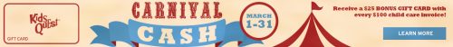 Carnival Cash Gift Card Promo at Kids Quest