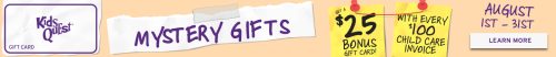 Mystery Gifts Gift Card Promo at Kids Quest