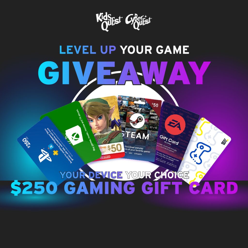 Level Up Your Game Giveaway at Kids Quest and Cyber Quest